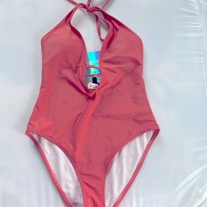 MISGUIDED Halter Neck Plunge Swimsuit